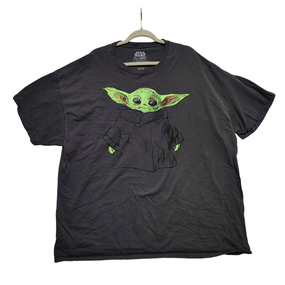 Mad Engine Mens 3XL Star Wars Mandalorian Grogu Short Sleeve Black T-Shirt